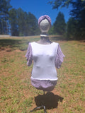 Crochet short sleeve shirt with matching headband